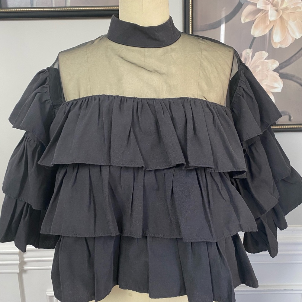Black Ruffle Top